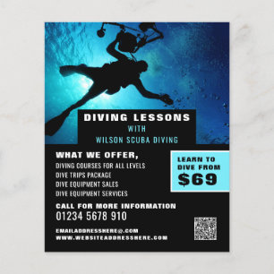 Deep Sea Diver Silhouette, Scuba Diving Lesson Flyer