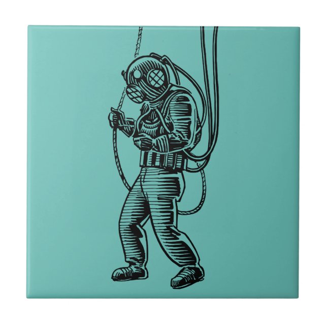 Deep Sea Diver - Vintage Charm Tile (Front)
