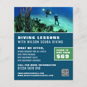 Deep Sea Divers, Scuba Diving Lesson Advertising Flyer