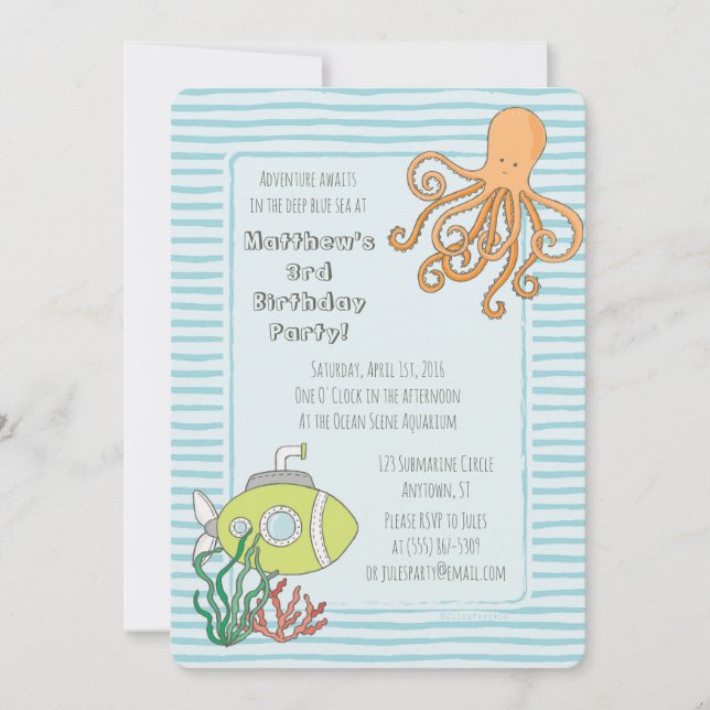 Deep Sea Diving Adventure Party Invitation (Front)