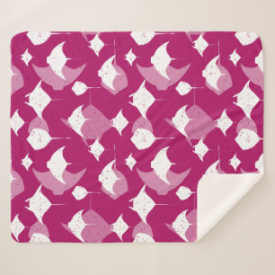 Deep Sea Diving Raspberry Pink and White Sherpa Blanket