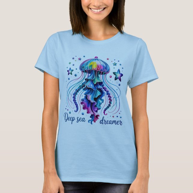  Deep Sea Dreamer Jellyfish Blue Art T-Shirt (Front)