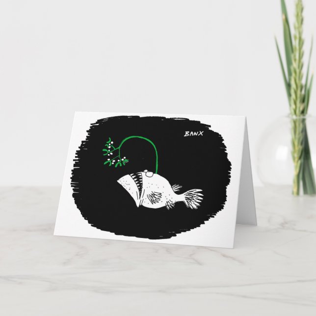 Deep Sea Fish Mistletoe Xmas card (Front)