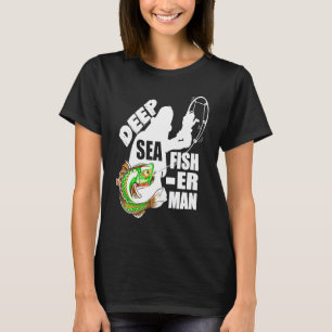 Deep sea fisherman with a fish being caught T-Shirt