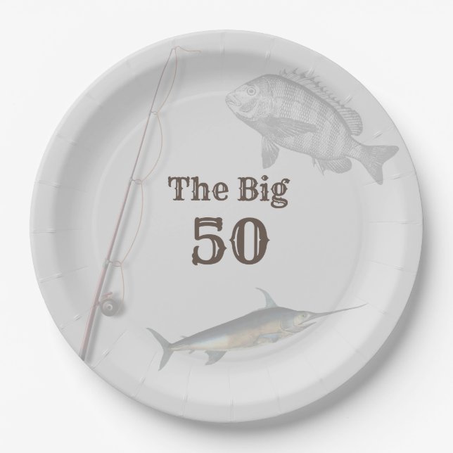 Deep Sea Fishing Birthday Party Theme Paper Plate (Front)