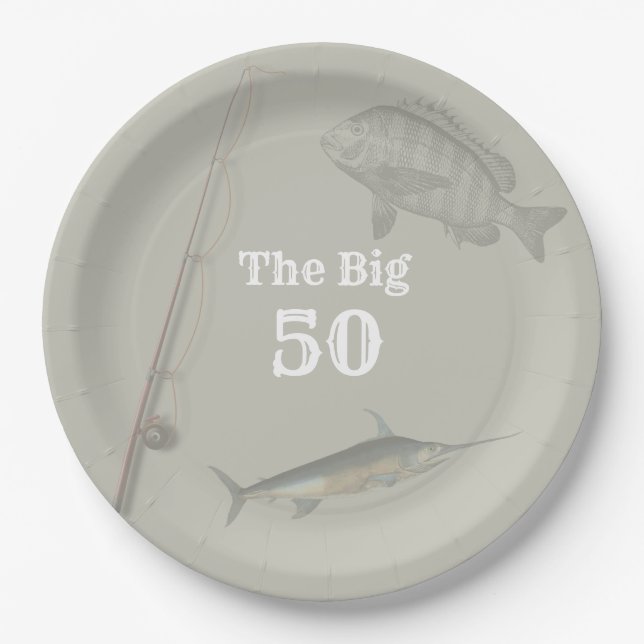 Deep Sea Fishing Birthday Party Theme Paper Plate (Front)