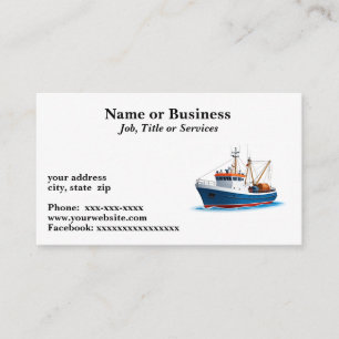 Deep sea fishing boat business card