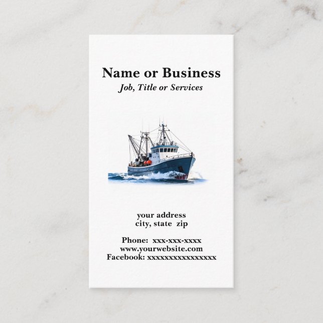 Deep sea fishing boat business card (Front)