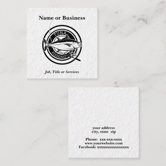 Deep sea fishing boat square business card (Front/Back)