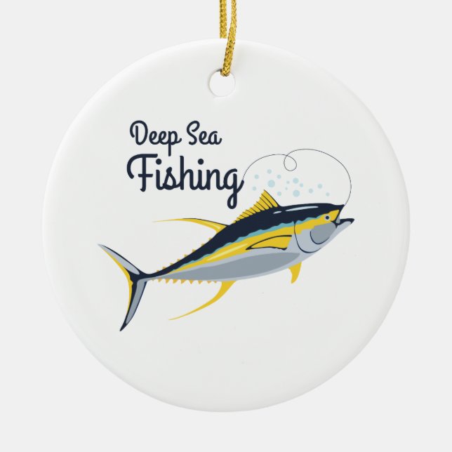 Deep Sea Fishing Ceramic Tree Decoration (Front)