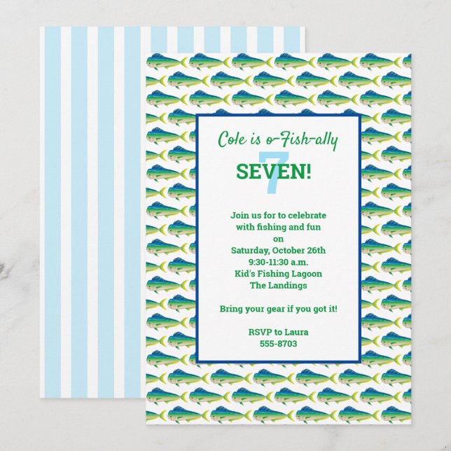 Deep Sea Fishing Mahi Party Invitation (Front/Back)