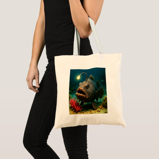 Deep Sea Glow: The Anglerfish Tote Bag (Front (Product))