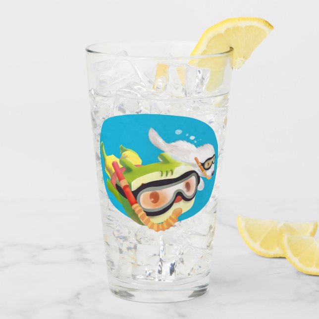 Deep Sea LOVE: Iron T & Smile Pup Snorkelling Glass (Back Ice)