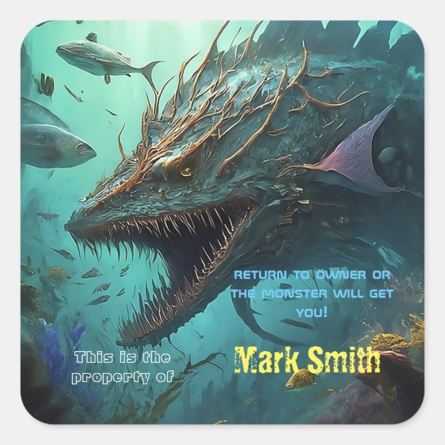 Deep Sea Monster Square Sticker (Front)