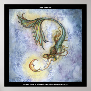 Deep Sea Moon Mermaid Poster Print