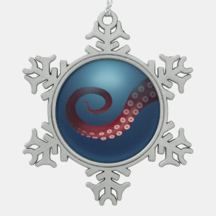 Deep Sea Octopus Fantasy Adventure Maritime Snowflake Pewter Christmas Ornament