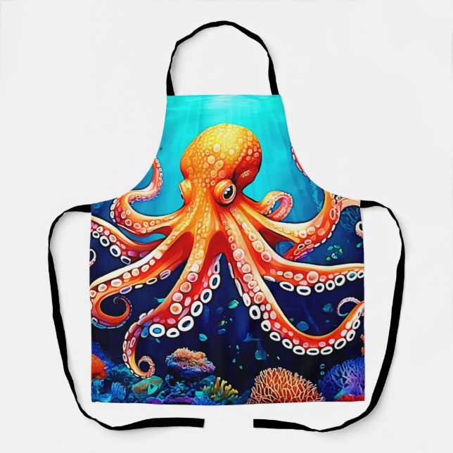 Deep Sea Octopus Glow Design Apron (Front)