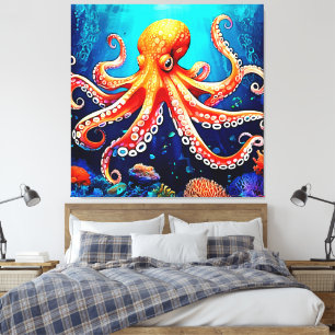 Deep Sea Octopus Glow Design Canvas Print