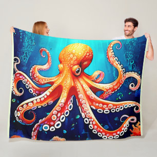 Deep Sea Octopus Glow Design Fleece Blanket