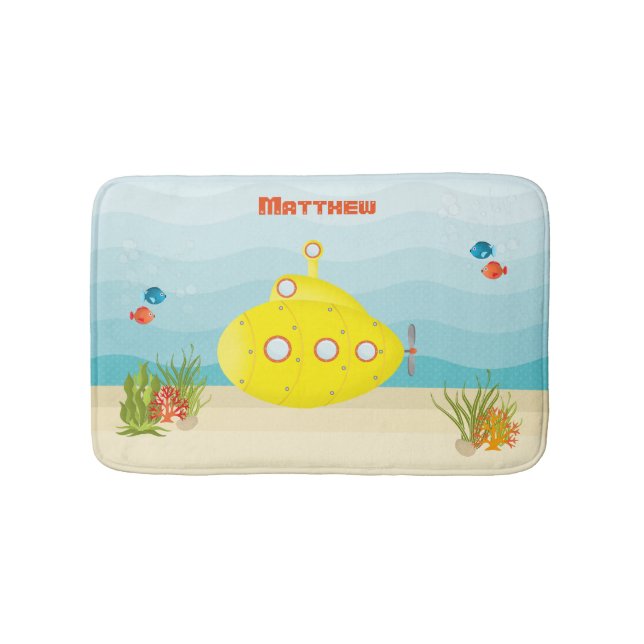 Deep Sea Yellow Submarine Bath Mat (Front)