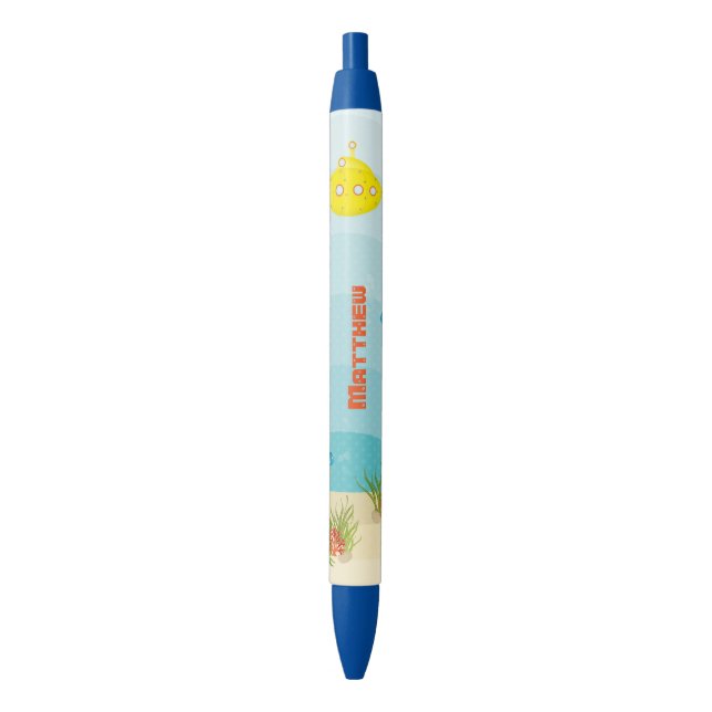 Deep Sea Yellow Submarine Black Ink Pen (Front Vertical)