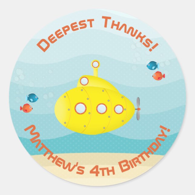 Deep Sea Yellow Submarine Classic Round Sticker (Front)