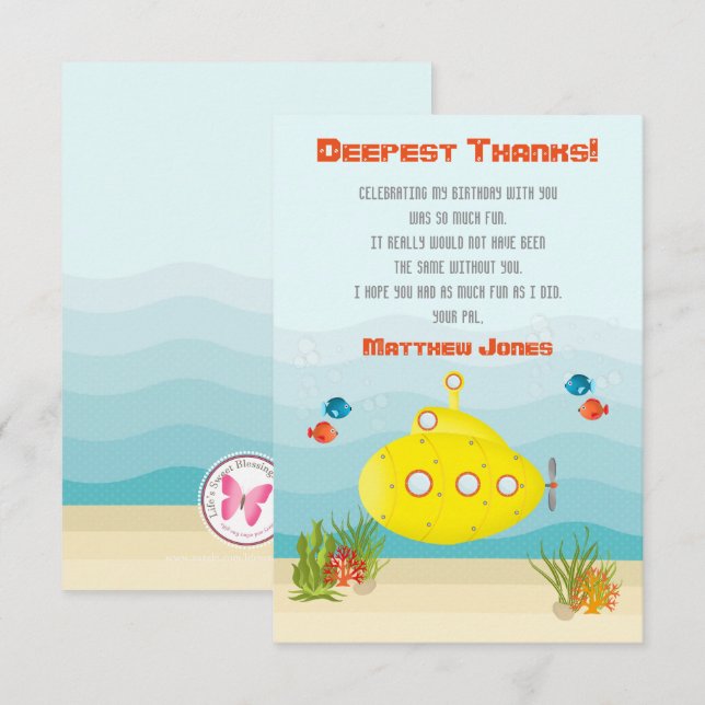 Deep Sea Yellow Submarine Invitation (Front/Back)