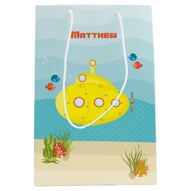 Deep Sea Yellow Submarine Medium Gift Bag (Front)