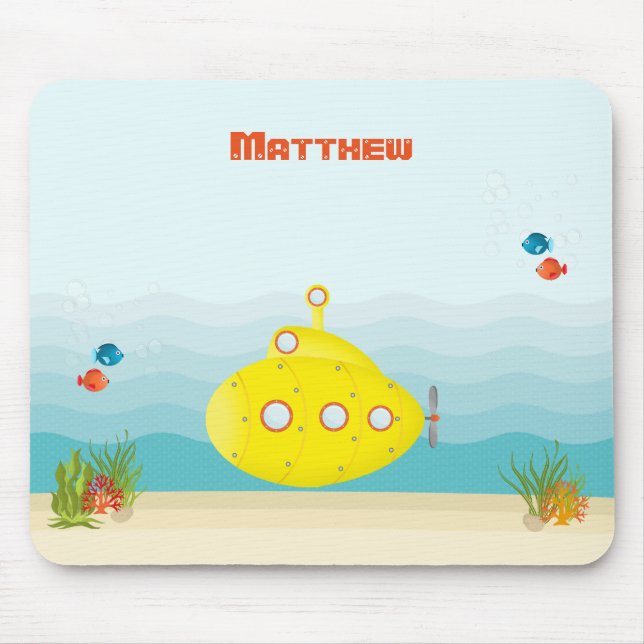 Deep Sea Yellow Submarine Mouse Mat (Front)