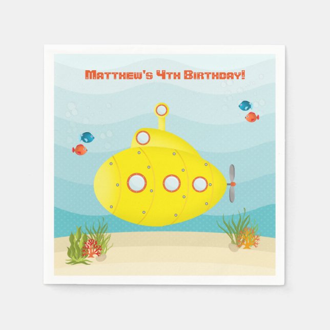 Deep Sea Yellow Submarine Napkin (Front)