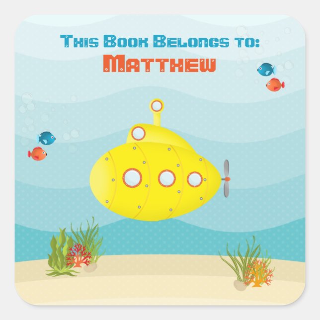 Deep Sea Yellow Submarine Square Sticker (Front)