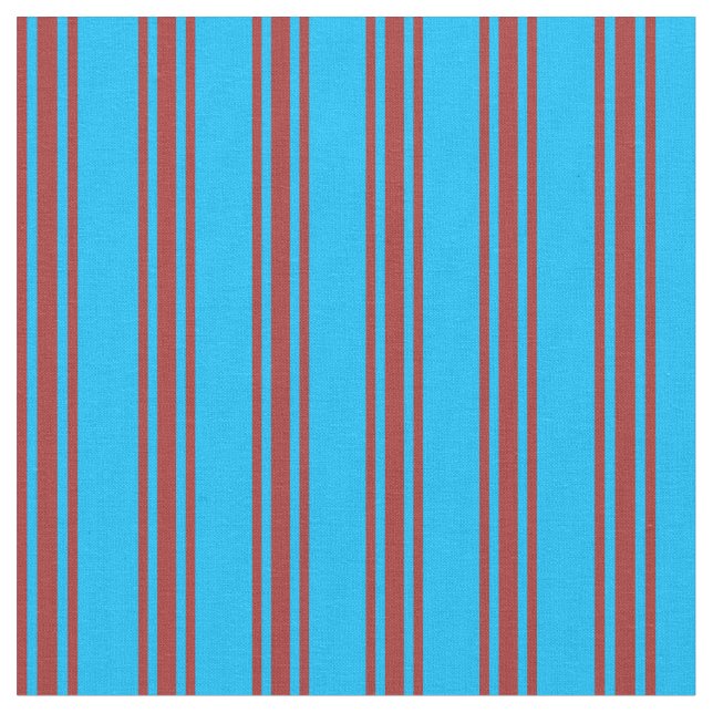 Deep Sky Blue and Brown Lined/Striped Pattern Fabric (Close Up)