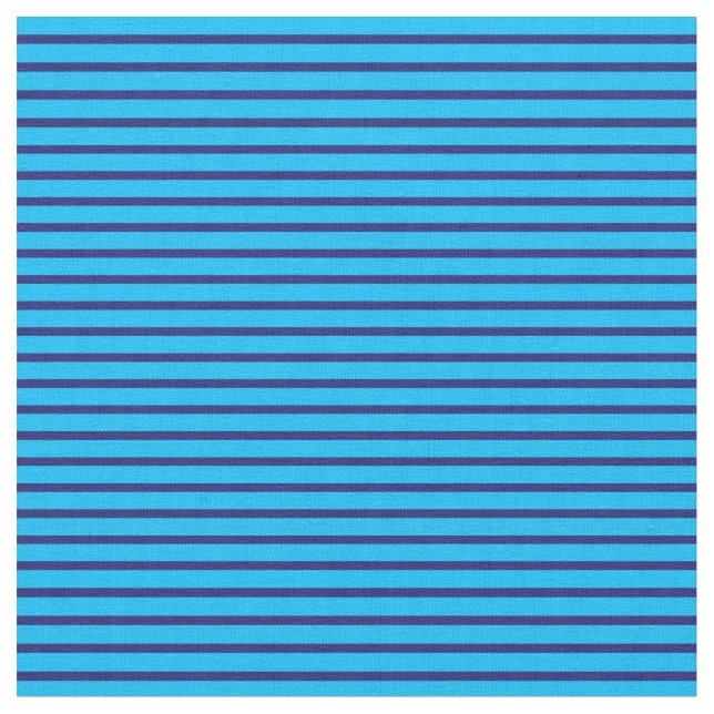 Deep Sky Blue and Midnight Blue Coloured Lines Fabric (Close Up)