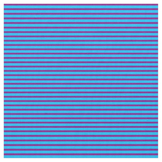 Deep Sky Blue and Purple Lines/Stripes Pattern Fabric (Close Up)