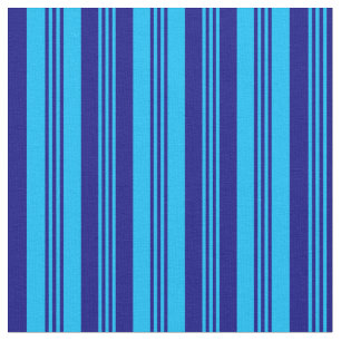 Deep Sky Blue & Blue Coloured Lines Fabric