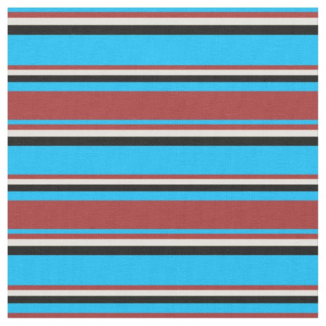 Deep Sky Blue, Brown, Light Yellow & Black Coloure Fabric (Close Up)