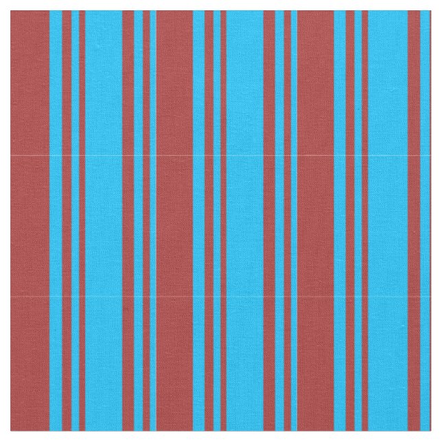Deep Sky Blue & Brown Stripes/Lines Pattern Fabric (Close Up)
