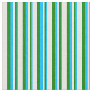 Deep Sky Blue, Green, and White Coloured Pattern Fabric
