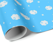 Deep Sky Blue - In The Clouds Wrapping Paper
