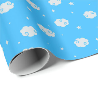 Deep Sky Blue - In The Clouds Wrapping Paper