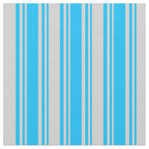 Deep Sky Blue & Light Grey Striped/Lined Pattern Fabric