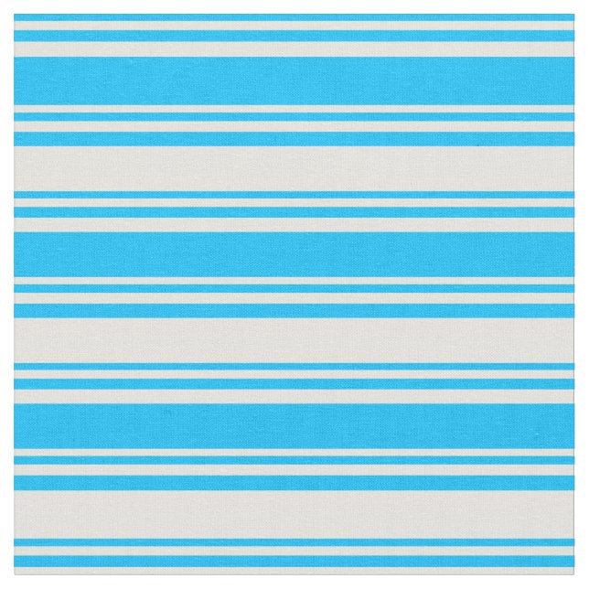 Deep Sky Blue & Light Yellow Lines Fabric (Close Up)