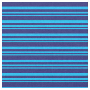 Deep Sky Blue & Midnight Blue Coloured Lines Fabric