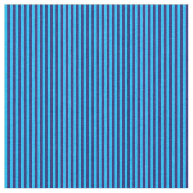 Deep Sky Blue & Midnight Blue Coloured Lines Fabric (Close Up)