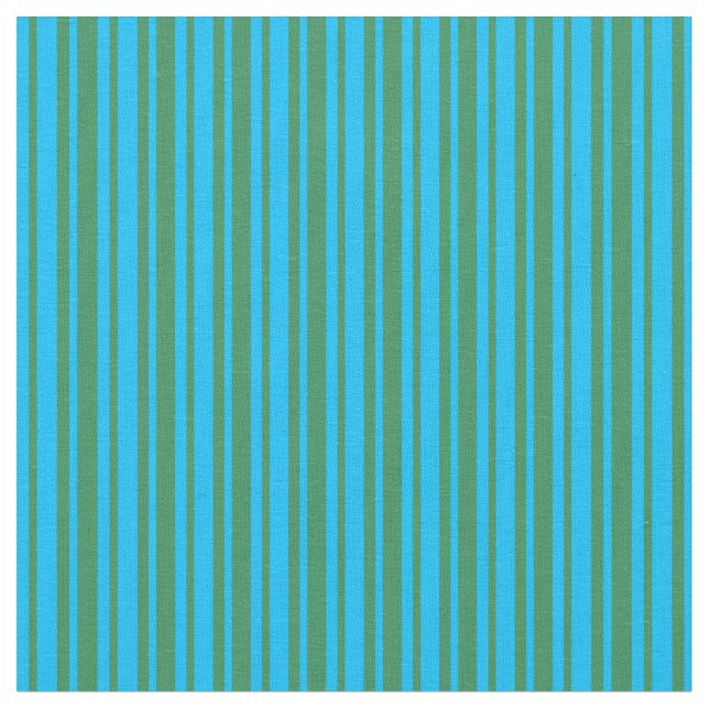 Deep Sky Blue & Sea Green Coloured Stripes Fabric (Close Up)