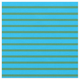 Deep Sky Blue & Sea Green Coloured Stripes Fabric
