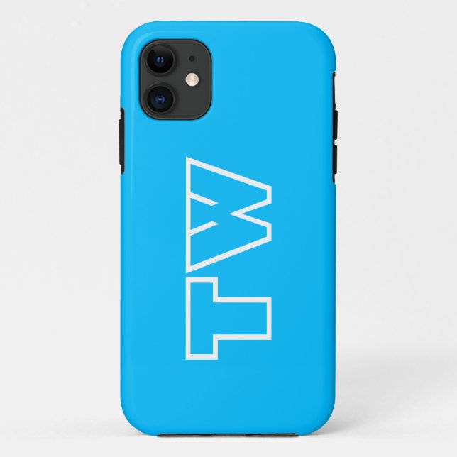 Deep Sky Blue Solid Colour | Minimalist Monogram Case-Mate iPhone Case (Back)