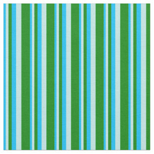Deep Sky Blue, Turquoise & Green Coloured Stripes Fabric