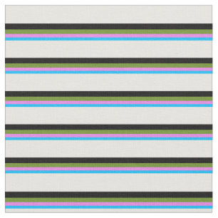 Deep Sky Blue, Violet, Green, Black, and White Fabric