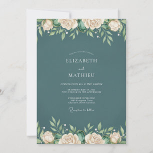 Deep Slate Foliage Eucalyptus Wedding Invitation